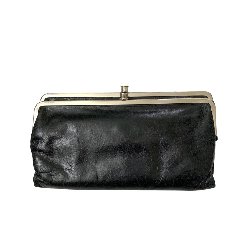 Hobo International Double Kisslock Wallet Black Leather